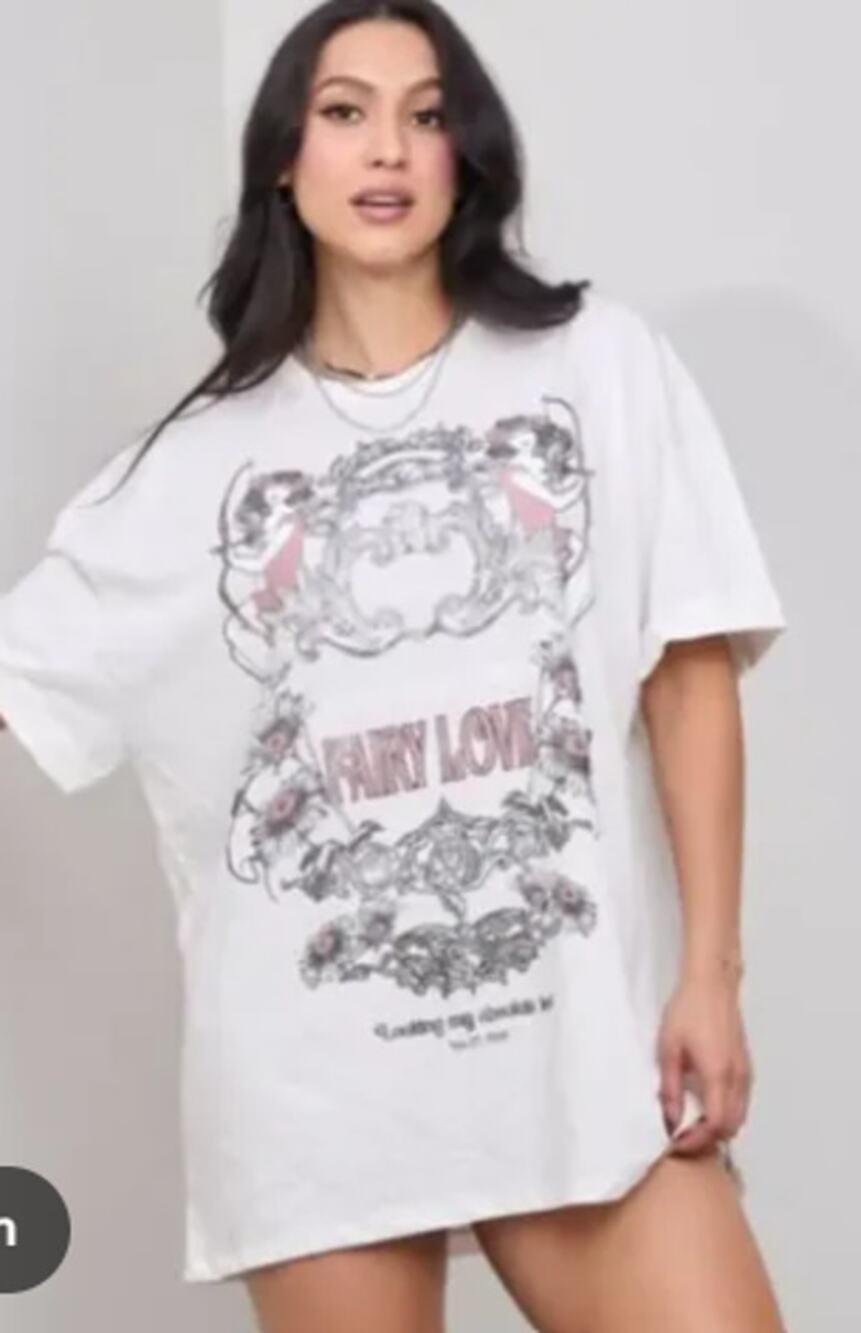 ZARA Oversized Small Graphic Tee Fairy Love